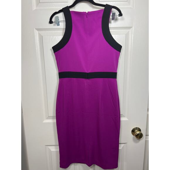 Badgley Mischka Dress Colorblock Midi Sheath Office Minimalist Chic 8 / Medium - Picture 3 of 8